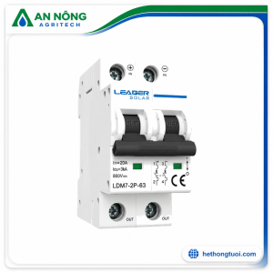 Áp tô mát 2P 20A 800VDC, mã sản phẩm:LDM7-2P-63-20A-YT-800V, hiệu: LEADER